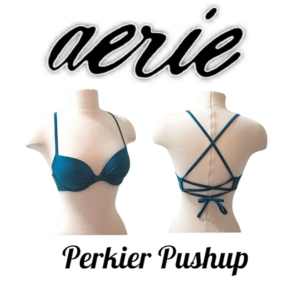 aerie Other - Aerie Turquoise Perkier Pushup Crossback Underwire Bikini Top Sz 34B